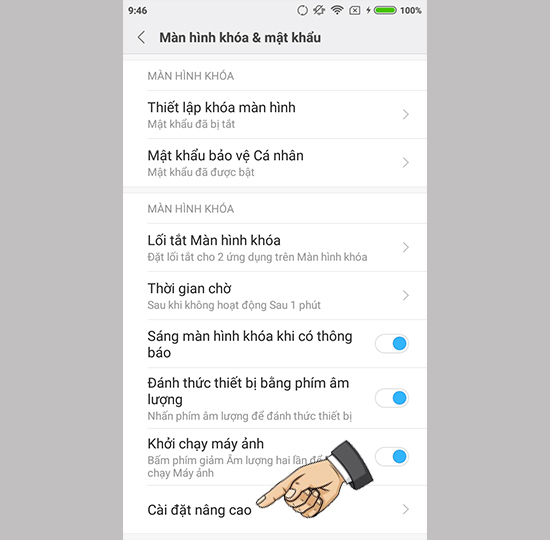 Vào cài đặt nâng cao